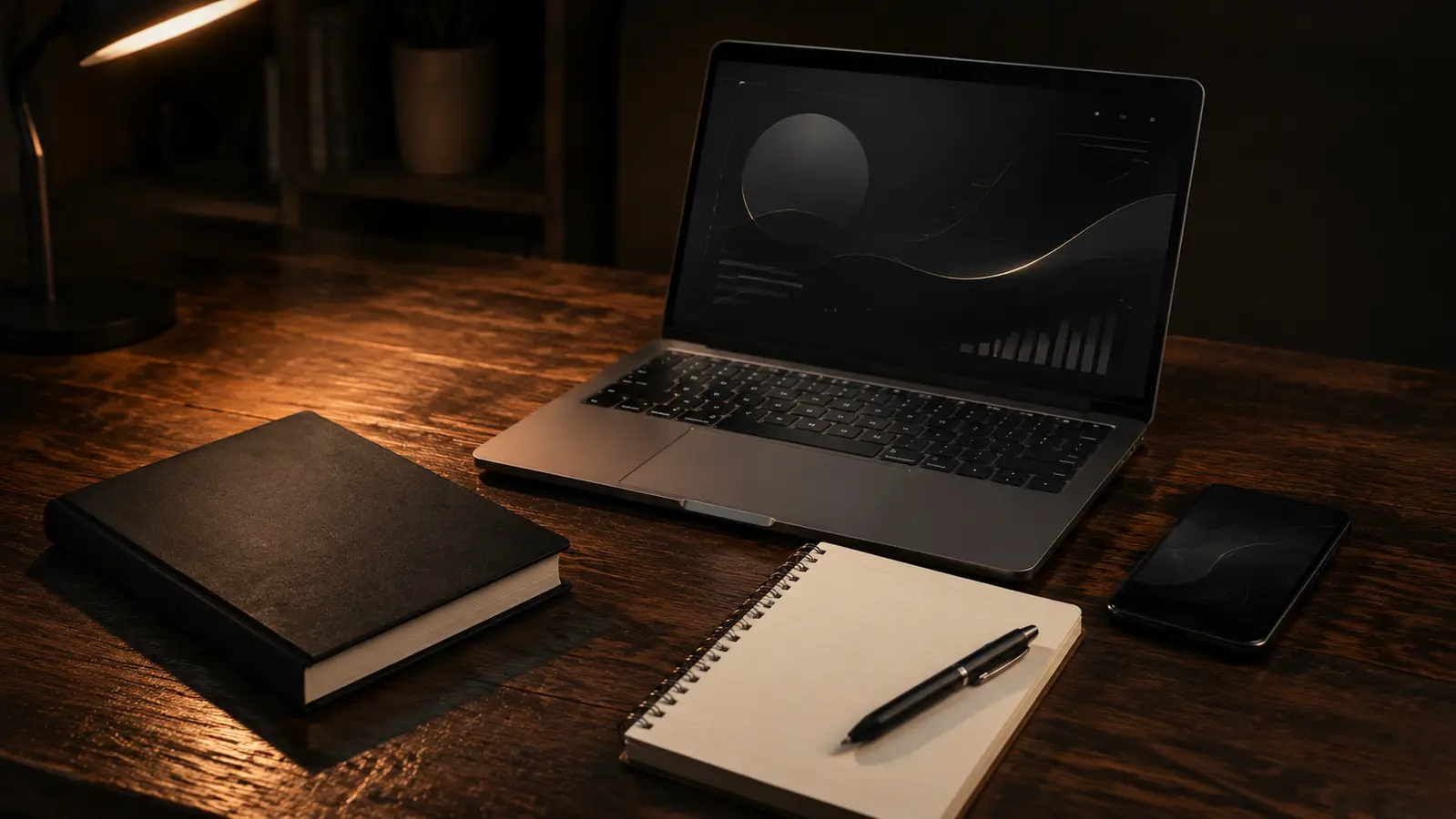 Imagem provisória de materiais de estudo, notebook e celular